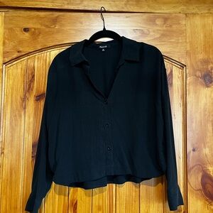 Madewell Black Cropped Women's Button-up Top